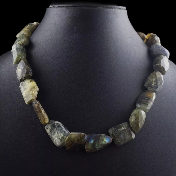 Faceted Agate Prehnite 734 Cts Beaded Natural Gemstone Necklace Unisex Crystal - Picture 11 of 11
